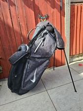 Nike Golf Stand Bag 8-Way. Grey / White / Black . With Rainhood Cover 