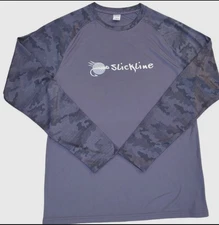 SLICKLINE Logo UPF 50+ UV Quick Dry Moisture Wick Long Sleeve Fishing Shirt XL