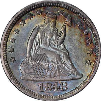 1848 Seated Liberty Quarter Choice BU Details Wow Color Superb Eye Appeal