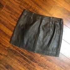 Express sz 9/10 Brown Leather Couture Reptile Print Mini Skirt NWT 98