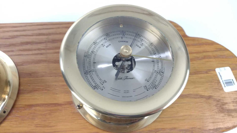 Reloj y Barómetro de Latón Seth Thomas de Talley Ship Montado - 1055 1056 Foto 2 de 4