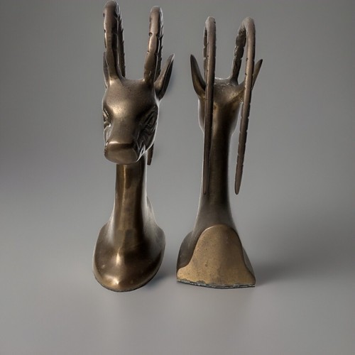 Pair of 1960s Rosenthal Netter Brass Gazelle Bookends MCM - Picture 4 of 6
