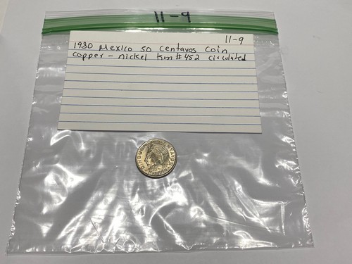 1980 MEXICO 50 CENTAVOS COIN COPPER- NICKEL KM#452 CIRCULATED - Picture 7 of 7