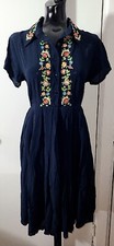 ASOS MATERNITY NAVY BLUE EMBROIDERED DRESS SZ 6