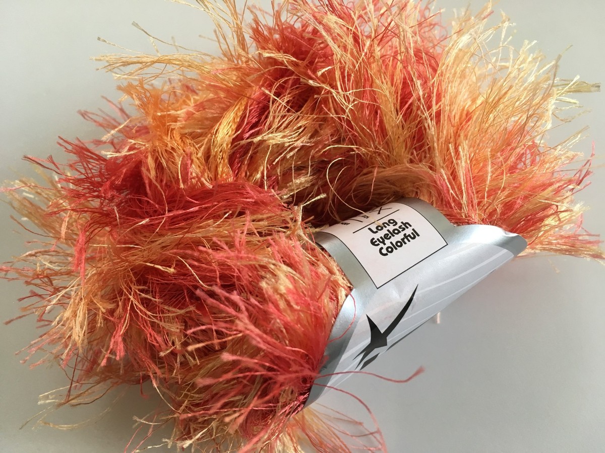 Extra Long Sun Kiss Eyelash Yarn 32yd 50g #54421 Ice Colorful Red