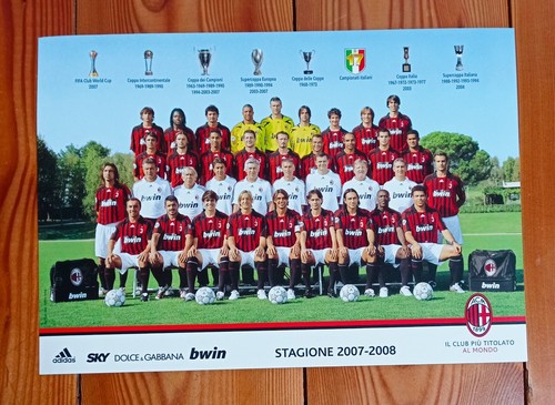 Maxi cartolina ufficiale rosa completa MILAN stagione 2007/08 (vedi descrizione)