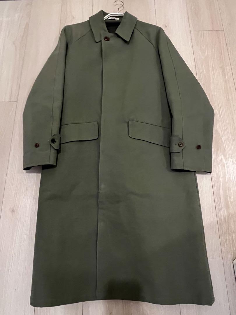 Auralee Washed Double Cloth Long Coat Olive 3 Classic A-Line Auralee Washed Double Cloth Long Coat Olive 3 Classic A-Line