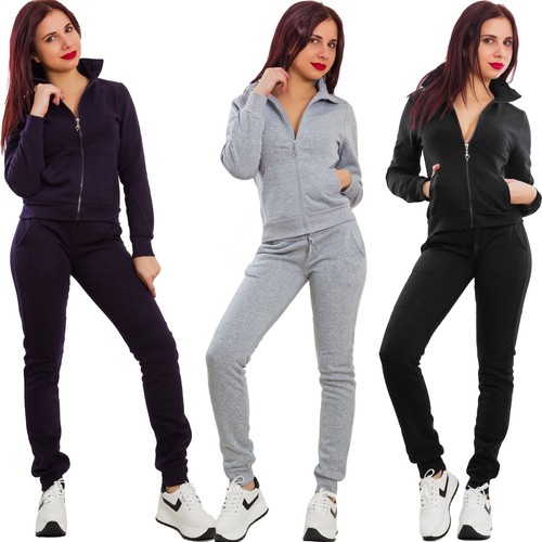 Chándal Mujer Completo Pantalones Chaqueta Cremallera Fitness Básico  Deporte | eBay