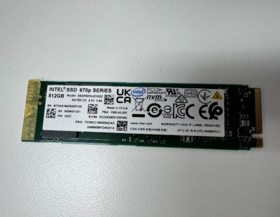 1 Piece Intel 670p 512GB M.2 NVMe Internal SSD (SSDPEKNU512GZX1)