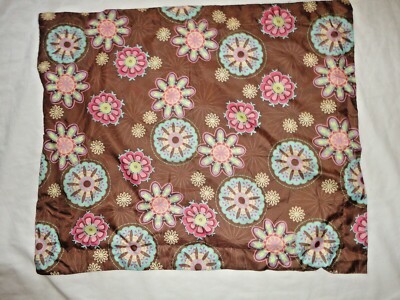 TEXSTYLE GROOVY BROWN AQUA PINK YELLOW PURPLE FLORAL (1) STANDARD PILLOW SHAM 