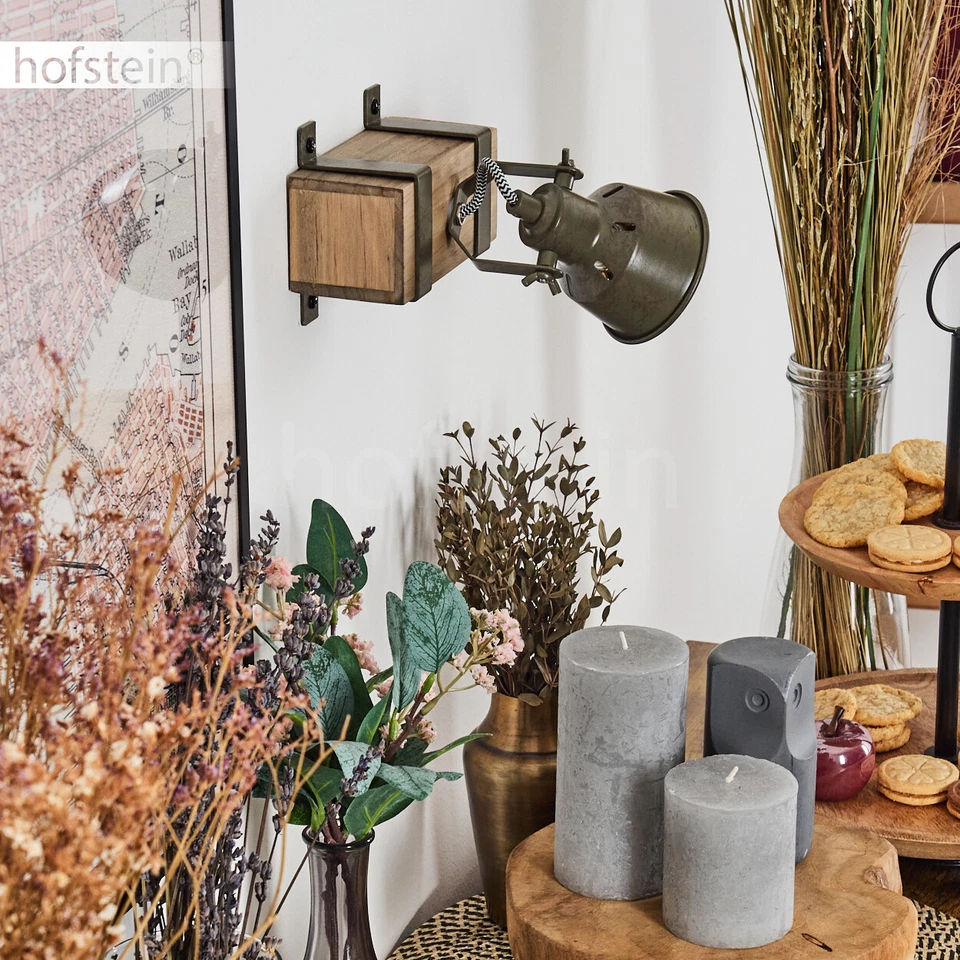 Flur Schlaf Wohn Raum Beleuchtung Holz grau grün Industrial Wand Lampen Strahler - Bild 2 von 4