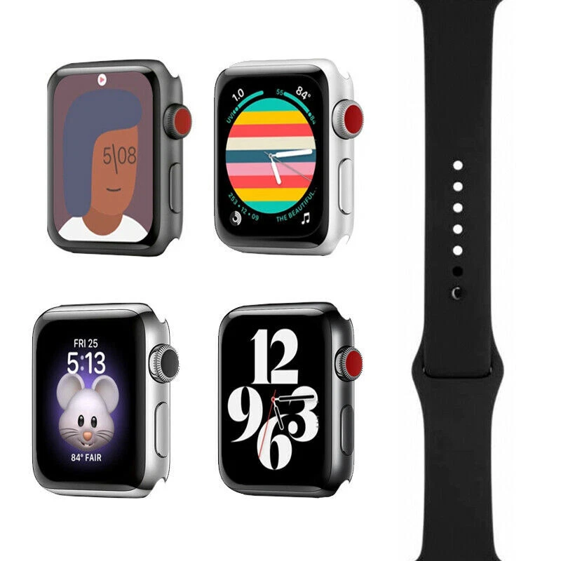 Apple Watch Series 3 38mm 42mm GPS 4G All Cases Black Sport