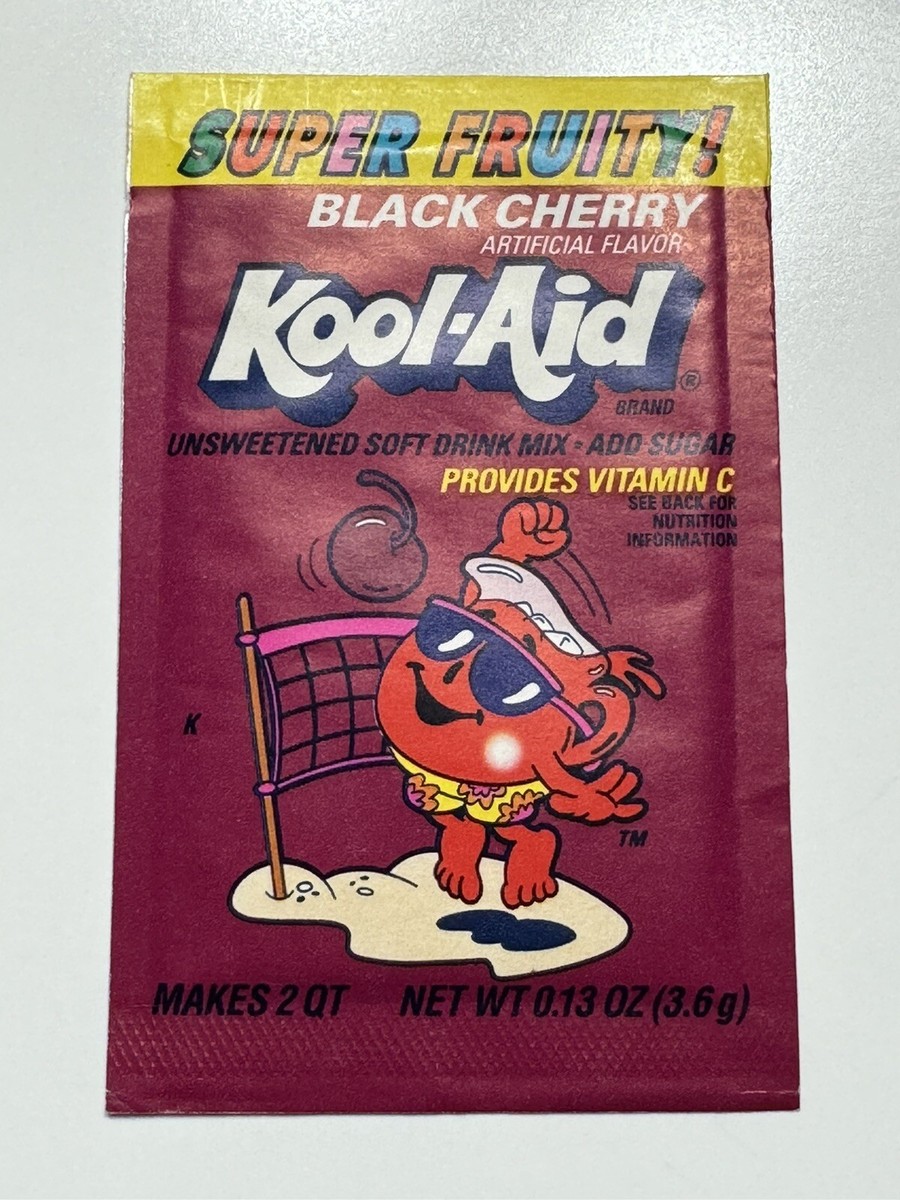 Vintage 90s Kool-Aid Super Fruity Black Cherry Flavor Packet NOS