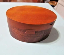 Hand Crafted  Walnut  & Cherry Puzzle Box     3/4 x 4"   Oval Wooden It Be Nice