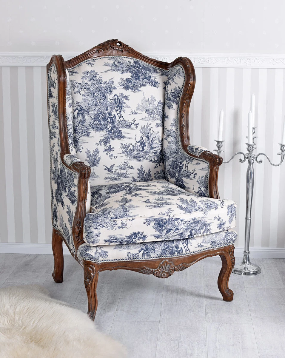 Toile cheap wingback chair