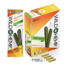 Wild H. Organic Wrap Rolling Paper Tropical Buz Full Box 20 Pouches / 4 per Pack
