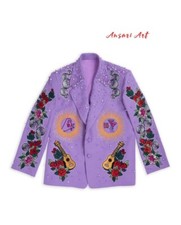 Men's purple western floral suit 2Pc Bespoke pantsuit Embroidered outfits