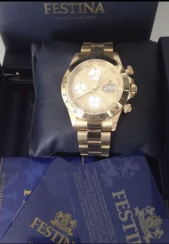 RARE FESTINA Chronograph F652-F25A- Solid 18K Gold “Daytona Style” SWISS MADE - Picture 6 of 24