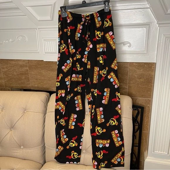 Funky Pac Man Lounge Pants Mens Sz S 28 30 black