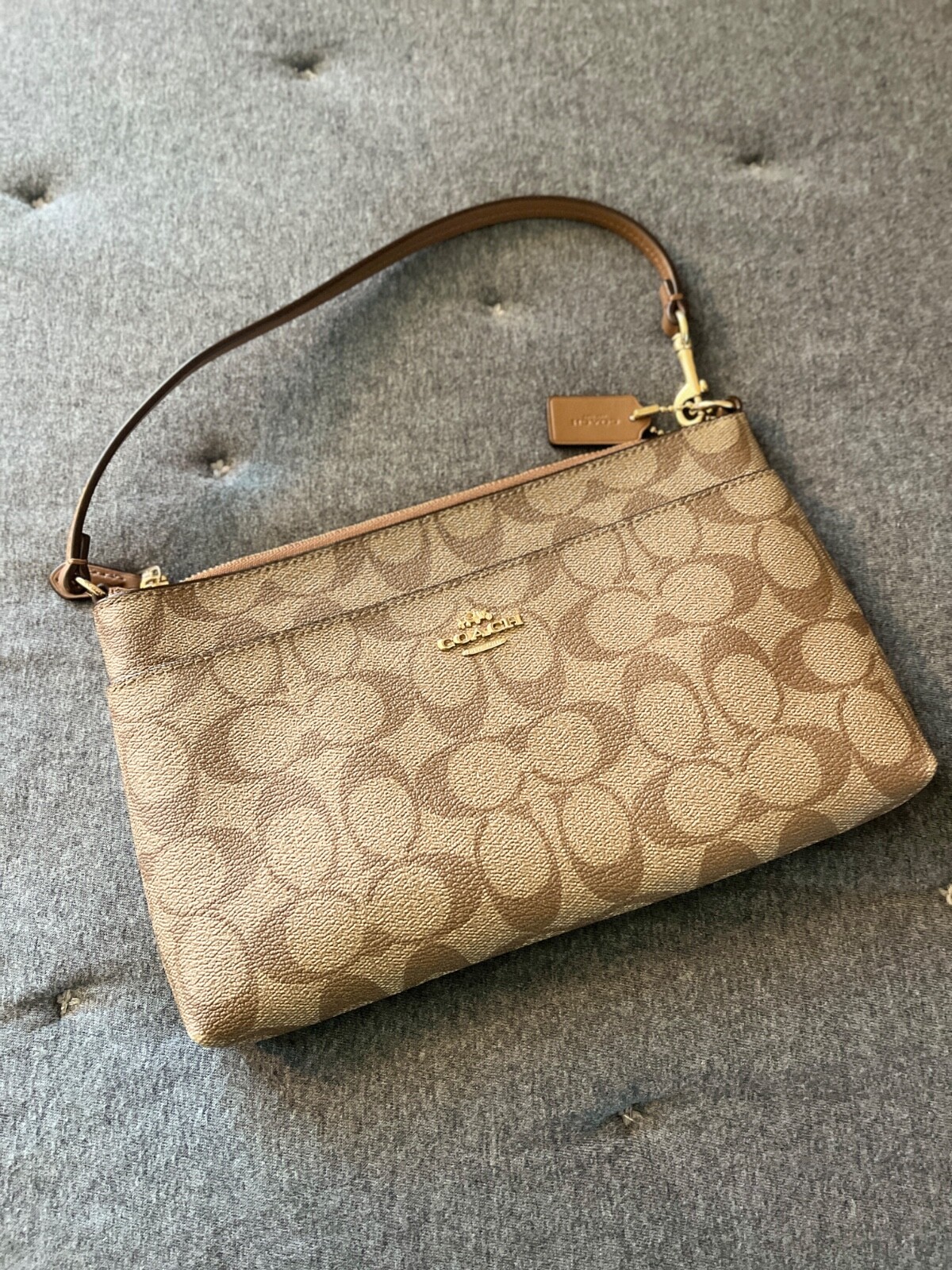 Coach Signature PVC Handbag Brown Beige