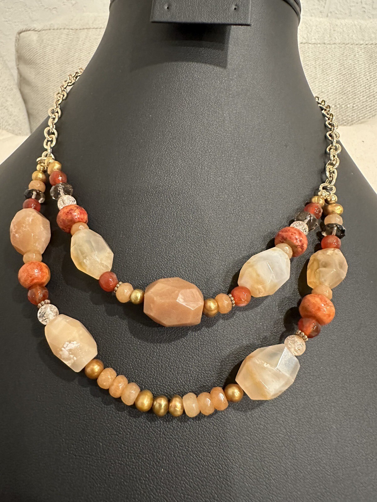 Barse  Multi-Gemstone Statement 2 Strand Gold Ton… - image 1