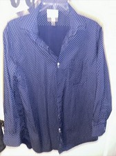 Croft Barrow Classic Fit Men s Navy Blue with White Circles Dress Shirt L