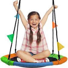 Sorbus Saucer Tree Swing w/ Round Mat Seat for Kids, Backyard Multi-Color - 24"