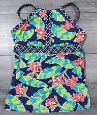 Swim Top Womens Size 2 Tall Unique High Quality Swimwear Floral Hawaiian