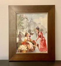 Paris - Le marché aux fleurs - Belle Huile sur toile signée