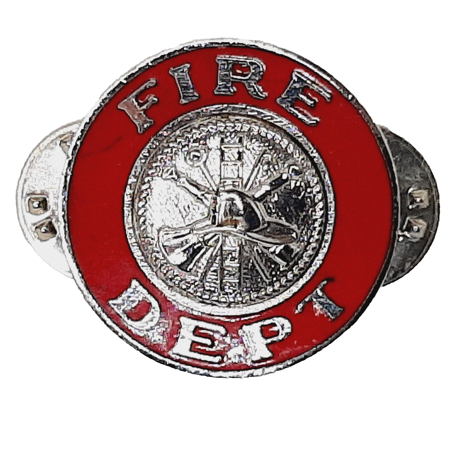 US Fire Department FIRE DEPT. Pin Hat Lapel Pin First Responders Red Silver