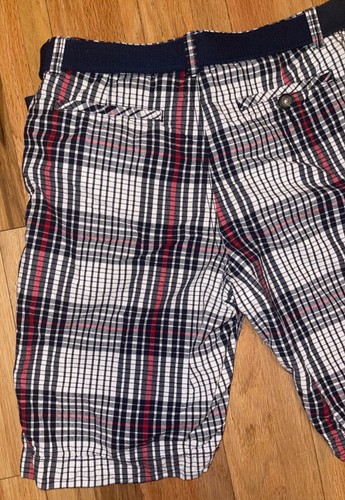 American Rag Shorts with Belt Red White Blue Plaid Men’s Size 33 Slim Fit - Picture 9 of 10