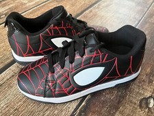 HEELYS MARVEL SPIDERMAN NEGRO ROJO BLANCO NIÑOS GRANDES JÓVENES TALLA 6 USADO UNA VEZ