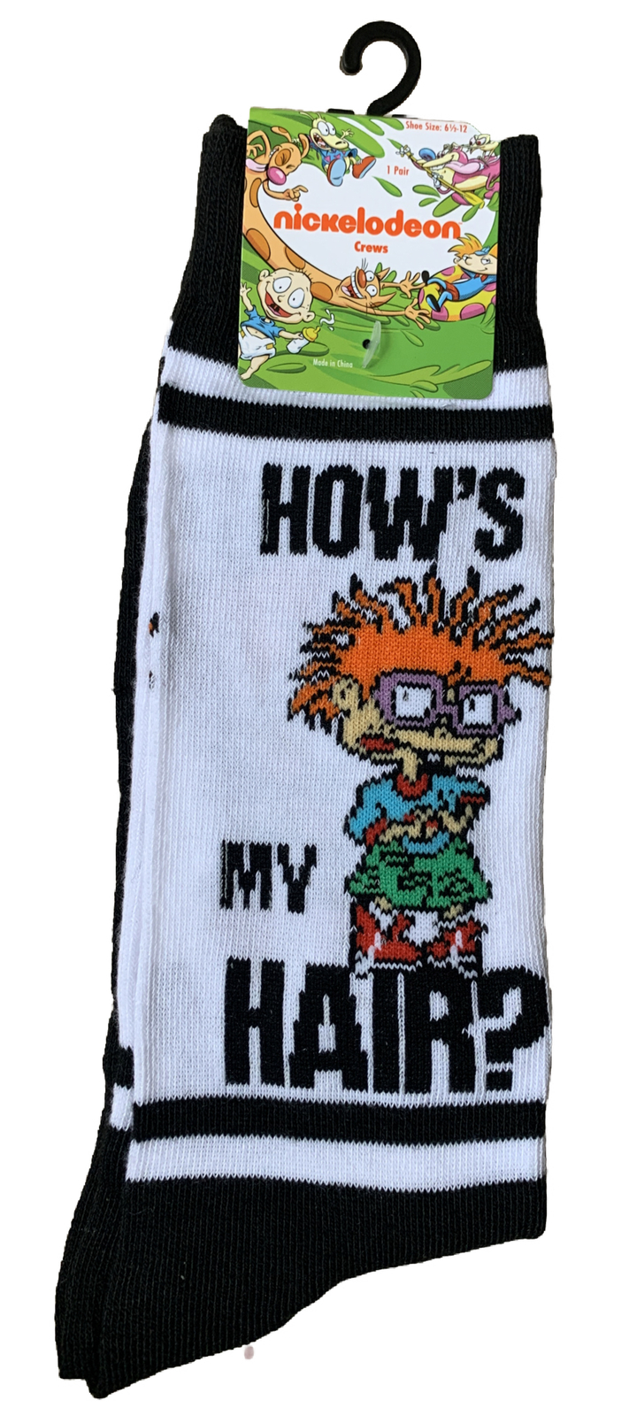 Nickelodeon Crew Socks - Rugrats Chuckie ￼How’s My Hair Size 6.5-12 NEW-image