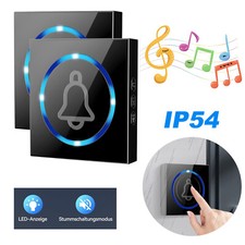 Funkklingel LED Gong Türklingel Haustür Klingel 38 Klingeltönen 200m Reichweite
