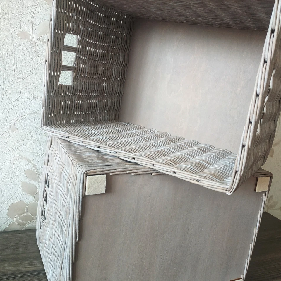 Grey-beige rectangular wicker storage basket, Laundry basket, Shoe basket - Image 3 of 4