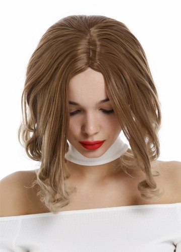 WIG ME UP Damenperücke Lang Mit Pony – Dunkles Pastellrosa, Gelockte Spitzen