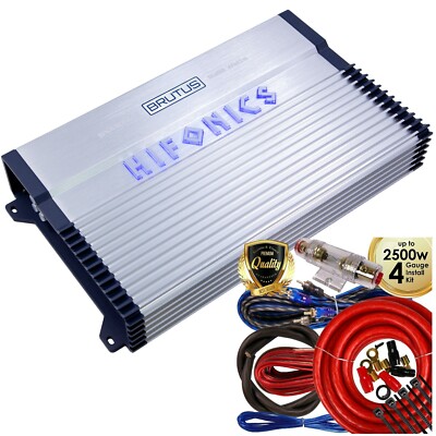 Hifonics BXX1600.4 1600 Watt 4-Channel Stereo Amplifier Brutus with Red 4GA KIT