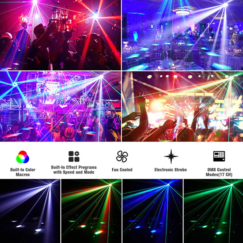 150W 6 LED Bee Eye w/Laser Moving Head Stage Light RGBW Beam DJ DMX Spot Light - Image 4 of 4