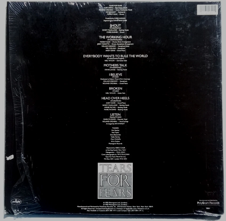 TEARS FOR FEARS – Songs from The Big Chair - Vinyl LP 1985 Mercury HYPE SHRINK - Image 2 of 4