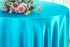 Wedding Linens Inc. 132" Heavy Duty Satin Round Tablecloths