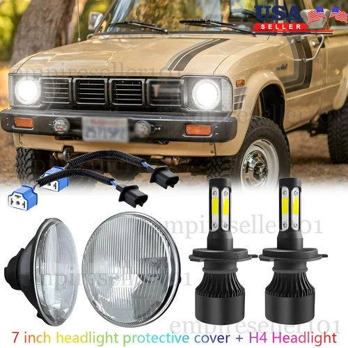 For 1979 1980 1981 Toyota Pickup Halo 7'' Inch Round LED Headlights Hi/Lo Beam - Picture 1 of 15