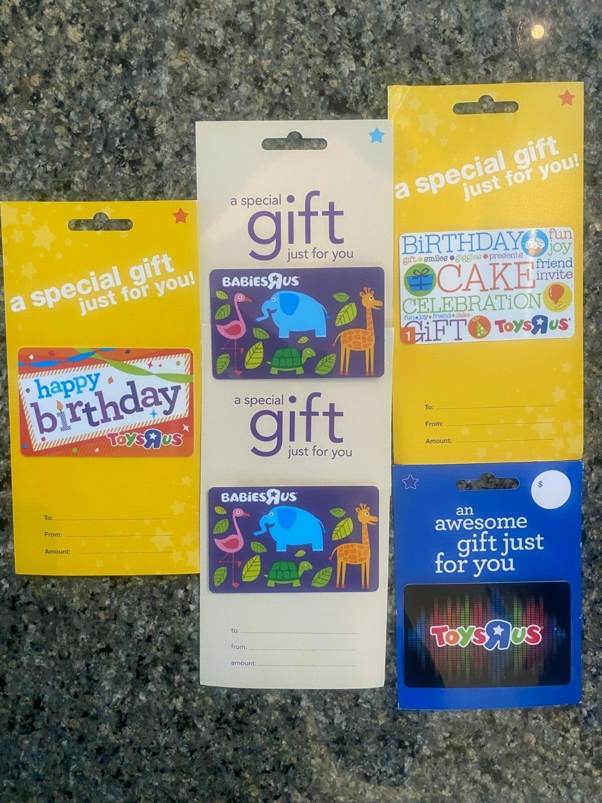 Toys R Us Babies 'R' Us - Gift Card Assorted Design Collection - Lot Of 5  - Ez Office Products