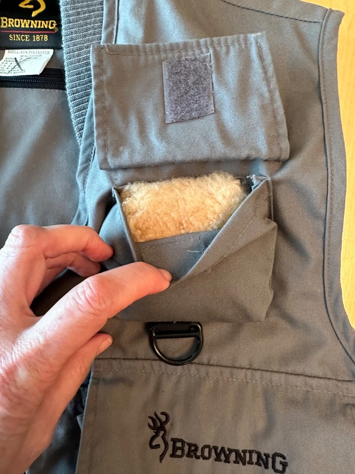 VINTAGE BROWNING FLY FISHING VEST GRAY MENS SZ L - Image 3 of 4