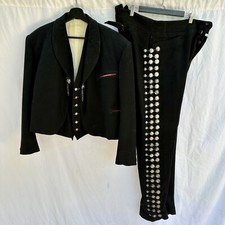 Antiguo traje charro mexicano c1910 a medida de 3 piezas de plata de ley