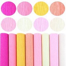 8 Colors Crepe Paper Rolls 10x98 Inch Flower DIY Kits Wires Tape Pink Party