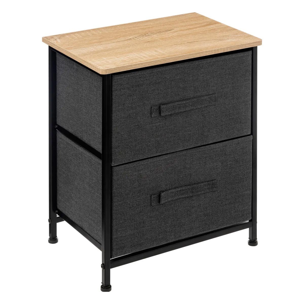 Table de chevet gris foncé avec tiroirs de rangement pour petite chambre