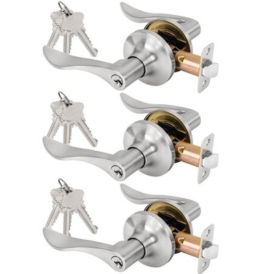 RAFECIEE Keyed Entry Door Lever, Door Handle with Lock and Key, Exterior ＆ Inter