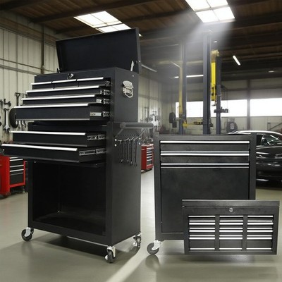 5/8 Drawers Rolling Tool Chest Tool Lock Storage Cabinet Boxes on Wheels Garage