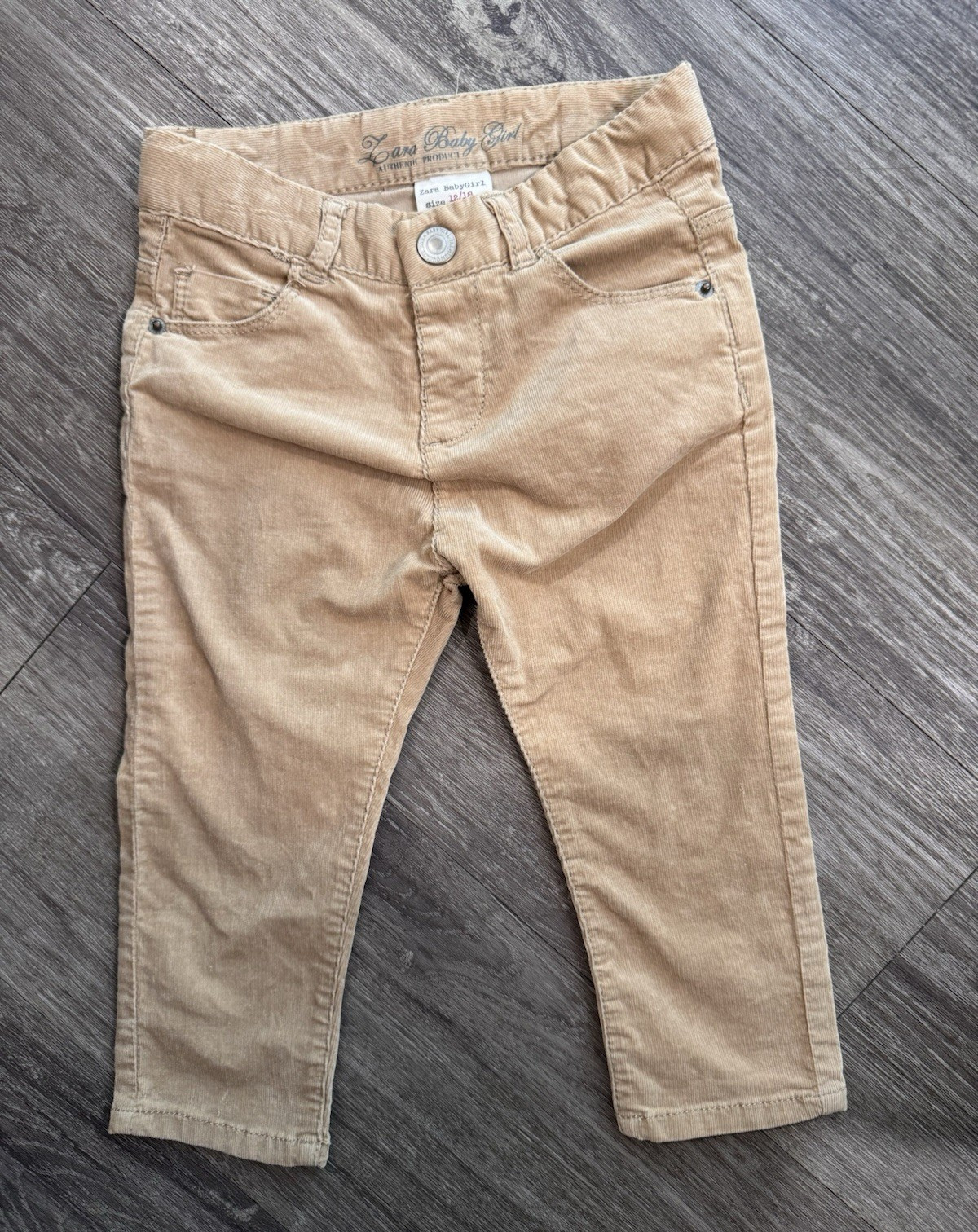 Zara BabyGirl Beige Cotton Khaki Pants 12-18m Solid Woven Pockets