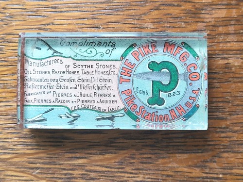 Antique Promotion Sharpening Stone, The Pike Mfg. Co., Pike Station, NH, USA